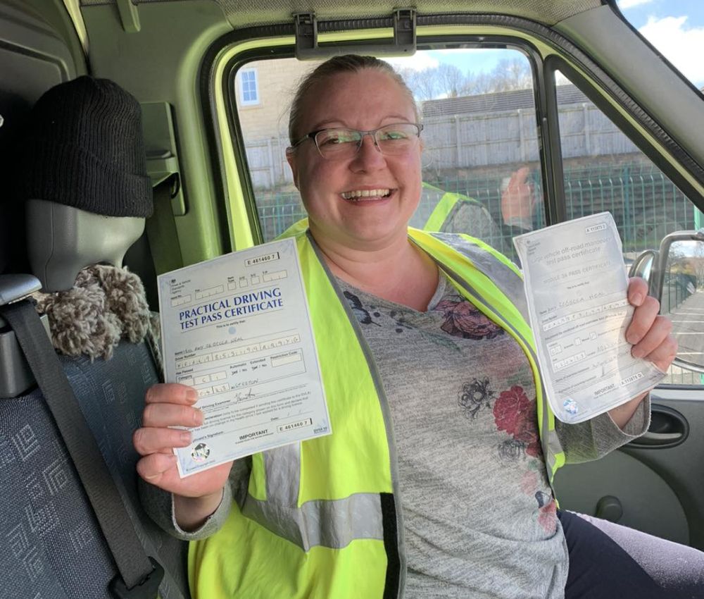 Happy customer with certificates
